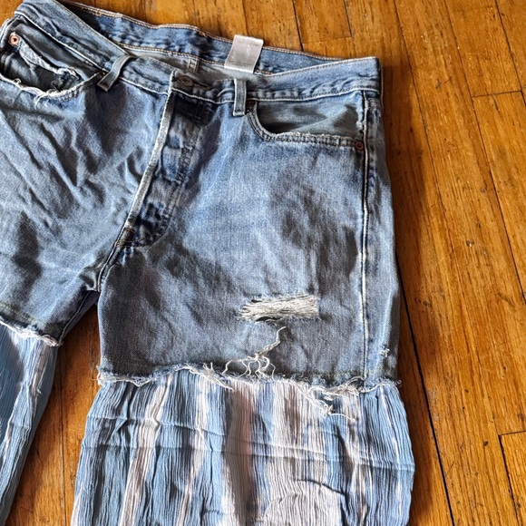 Upcycled Levi's Blue Tie-Dye Flare Jeans‎ - Picture 3 of 6